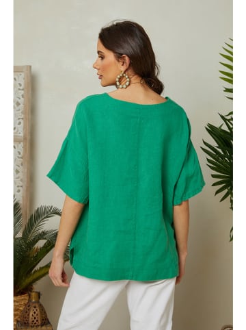 Lin Passion Lniana bluzka w kolorze zielonym