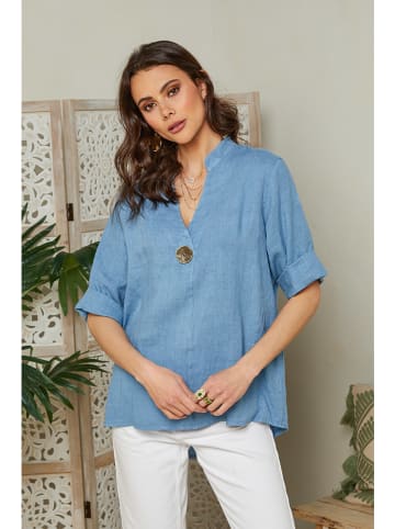 Lin Passion Leinen-Bluse in Hellblau