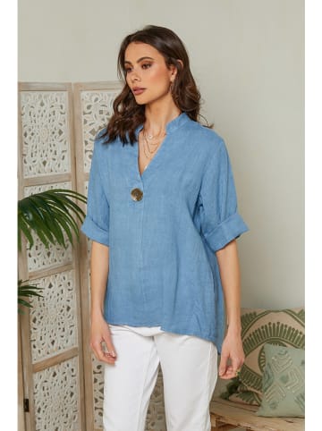 Lin Passion Leinen-Bluse in Hellblau