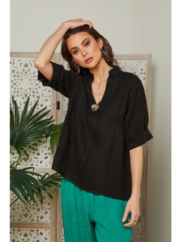 Lin Passion Leinen-Bluse in Schwarz