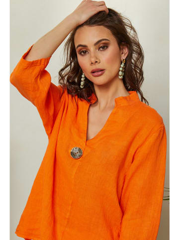 Lin Passion Lniana bluzka w kolorze pomarańczowym