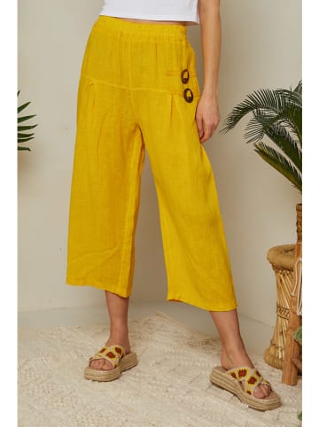 Lin Passion Lniane spodnie w kolorze żółtym