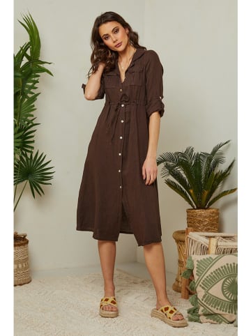 Lin Passion Leinen-Kleid in Braun
