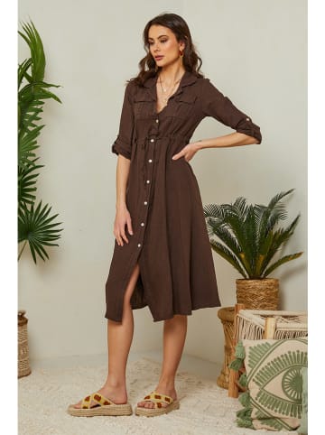 Lin Passion Leinen-Kleid in Braun