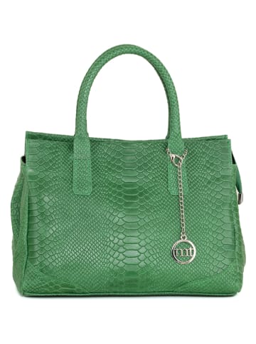 Mia Tomazzi Skórzana torebka "Cardellino" w kolorze zielonym - 35 x 25 x 19 cm