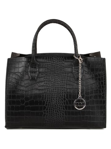 Mia Tomazzi Skórzana torebka "Lepontina" w kolorze czarnym - 35 x 25 x 19 cm