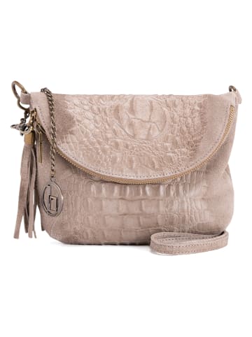 Lia Biassoni Leren schoudertas "Endine" taupe - (B)22 x (H)18 x (D)2 cm