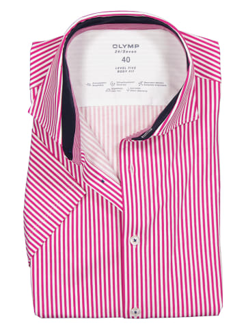 OLYMP Hemd "24/7 Level 5" - Body fit - in Pink/ Weiß