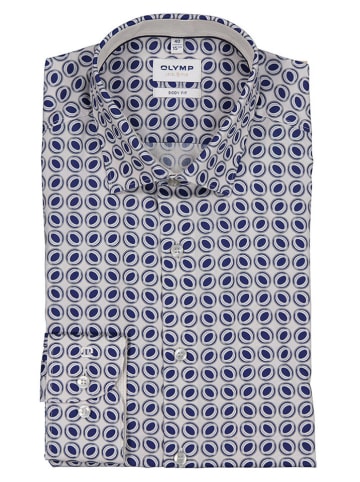 OLYMP Blouse "Level 5" - body fit - grijs/donkerblauw