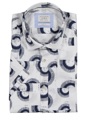 OLYMP Blouse "Level 5" - body fit - grijs/blauw