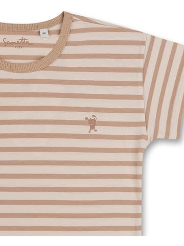 Sanetta Kidswear Koszulka w kolorze jasnobrązowo-białym