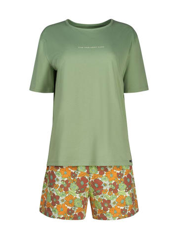 Skiny Piżama w kolorze zielonym ze wzorem