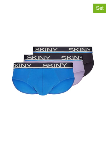 Skiny Slipy (3 pary) w kolorze niebiesko-fioletowo-antracytowym