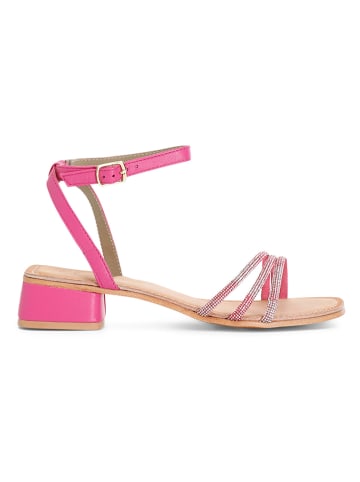 Cafe Noir Skórzane sandały w kolorze różowym