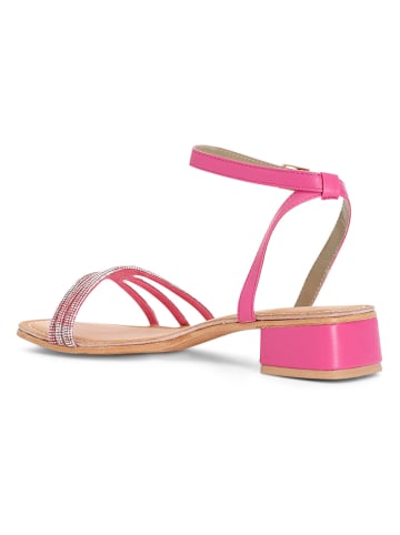 Cafe Noir Skórzane sandały w kolorze różowym
