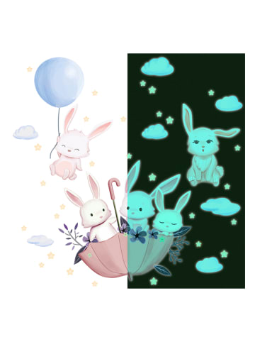 Ambiance Wandtattoo "Glow in the Dark - rabbits playing in the sky"