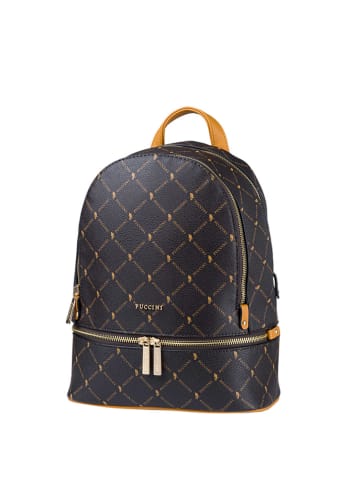 Puccini Rugzak "Monogram" zwart/camel - (B)24 x (H)30 x (D)13 cm