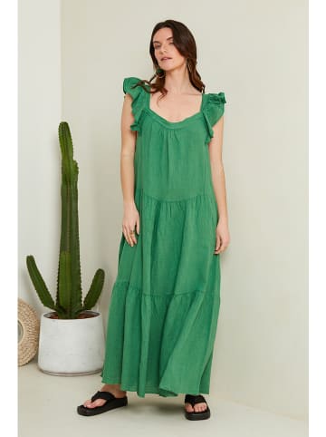 Le Monde du Lin Lniana sukienka w kolorze zielonym