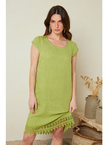 Le Monde du Lin Lniana sukienka w kolorze zielonym