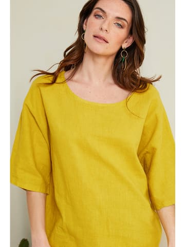 Le Monde du Lin Lniana koszulka w kolorze żółtym