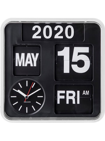 Present Time Zegar ścienny "Mini Flip" w kolorze biało-czarnym - 24,5 x 24,5 x 10 cm
