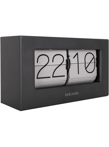Present Time Tischuhr "Boxed Flip" in Schwarz/ Grau - (B)21 x (H)11 x (T)8,5 cm
