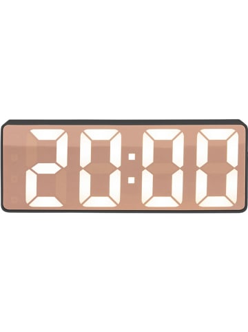 Present Time Budzik "Copper Mirror" w kolorze czarnym - 16 x 6 x 2,6 cm