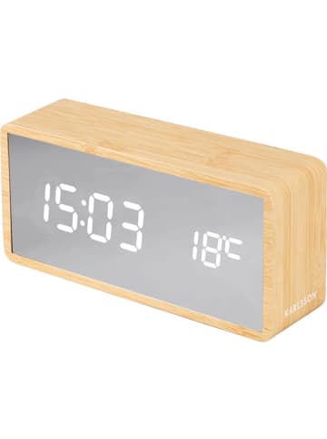 Present Time Wekker "Silver Mirror" lichtbruin/zilverkleurig - (B)15 x (H)7 x (D)4,5 cm