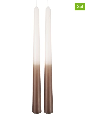 Present Time 2-delige set: kaarsen "Ombre" donkerbruin - 106 g