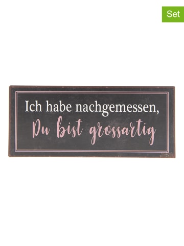 Clayre & Eef 2er-Set: Schilder in Schwarz - (B)30 x (H)13 cm