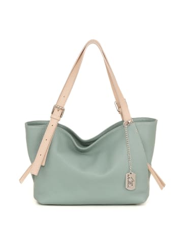 Anna Morellini Leren handtas turquoise - (B)32 x (H)23 x (D)13 cm