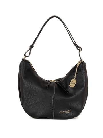 Anna Morellini Leder-Schultertasche in Schwarz - (B)36 x (H)25 x (T)12 cm