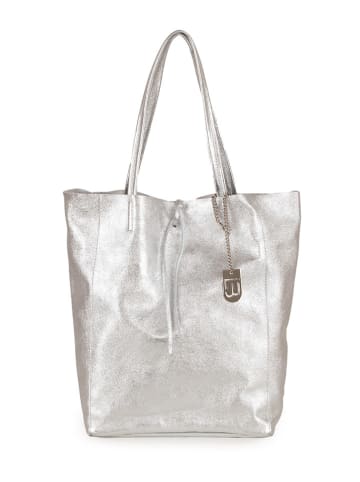Lucca Baldi Leder-Shopper in Silber - (B)28 x (H)34 x (T)14 cm