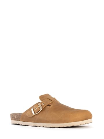 BAYTON Leren pantoffels "Milky" camel