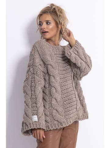 fobya Sweter w kolorze szarobrązowym
