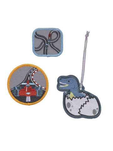 Lässig 3-delige set: patches "Jurassic" donkerblauw/geel