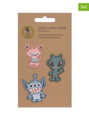 Lässig Textil-Sticker "Monster" in Dunkelgrün/ Blau/ Rosa