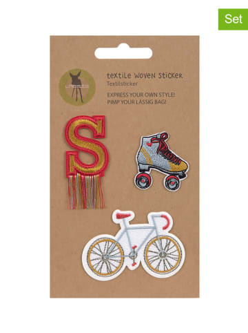 Lässig Textil-Sticker "Bike" in Rot/ Gelb/ Blau
