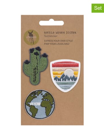 Lässig Textil-Sticker "Worldwide" in Grün/ Blau