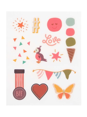 Lässig Transfer-Sticker "Happy" in Pink/ Blau