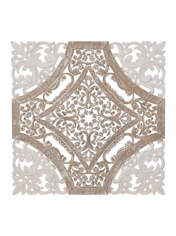 InArt Dekoracja ścienna w kolorze biało-jasnobrązowym - 75 x 75 x 2 cm