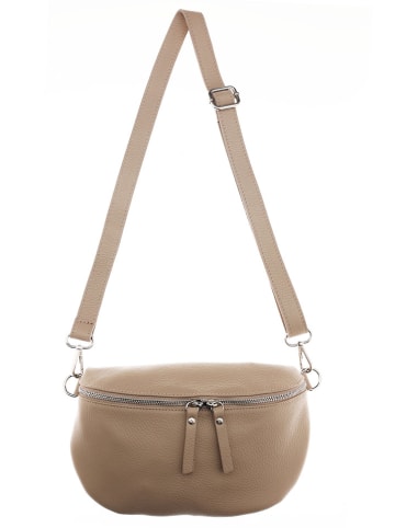 Zwillingsherz Leren schoudertas "Uni" beige