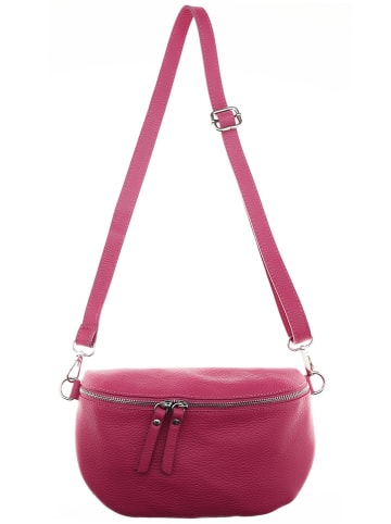Zwillingsherz Leren schoudertas "Uni" fuchsia