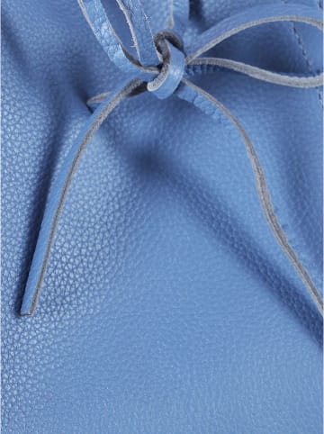 Zwillingsherz Leder-Shopper in Blau - (B)40 x (H)45 x (T)15 cm