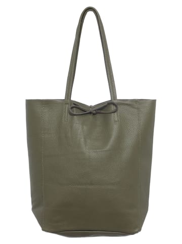 Zwillingsherz Skórzany shopper bag w kolorze khaki - 40 x 45 cm