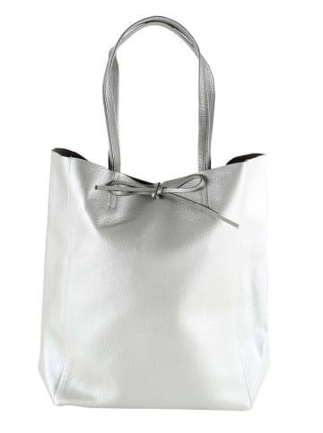 Zwillingsherz Skórzany shopper bag w kolorze srebrnym - 40 x 45 x 15 cm