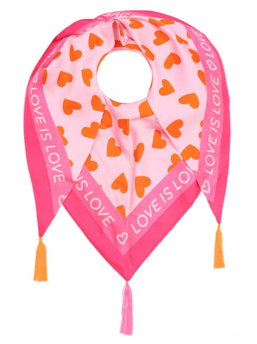 Zwillingsherz Sjaal oranje/roze - (L)200 x (B)97 cm