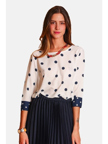 William de Faye Bluse in Creme/ Dunkelblau