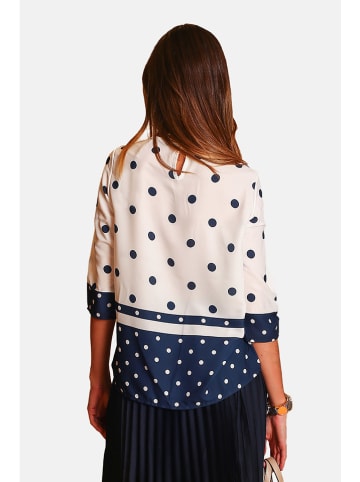 William de Faye Bluse in Creme/ Dunkelblau