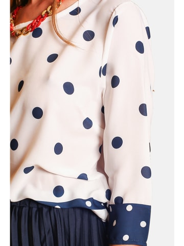 William de Faye Bluse in Creme/ Dunkelblau